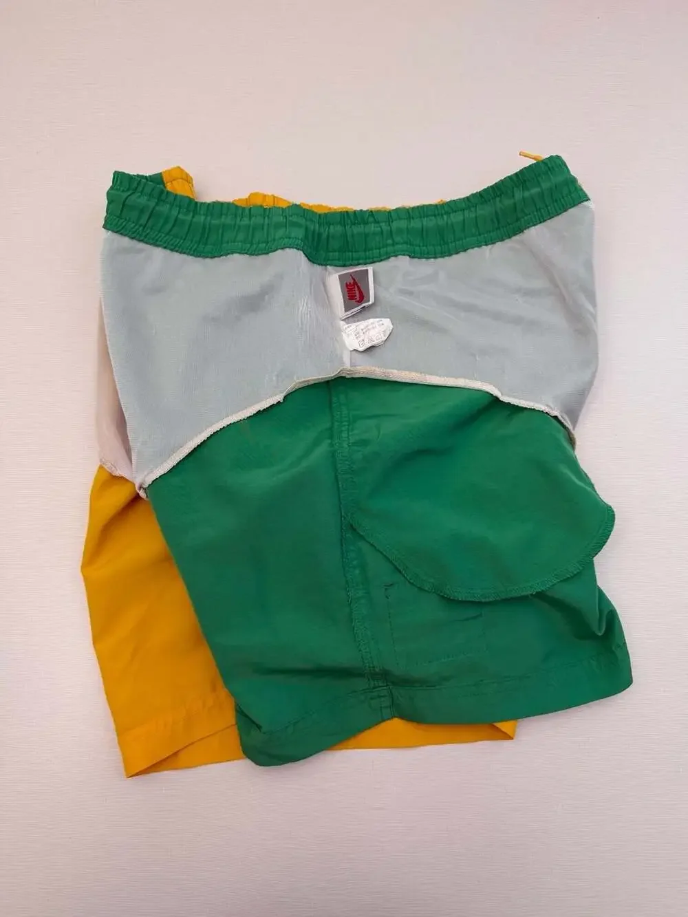 Vintage 90s Nike Just Do It Colorblock Rare Nylon Shorts Green Yellow